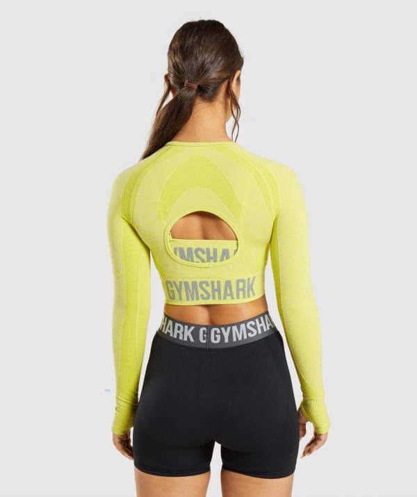 Damske Crop Top Gymshark Flex Sports Long Sleeve Žlté | QD2159687